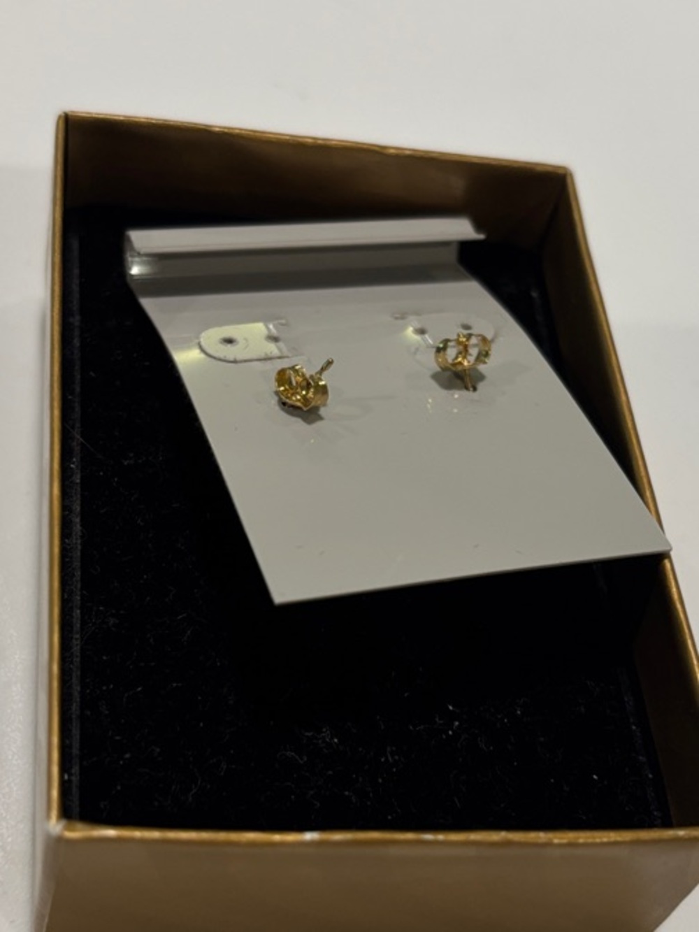 Gold-toned Huggie Earrings with Crystal Accent - Picture 4 of 4